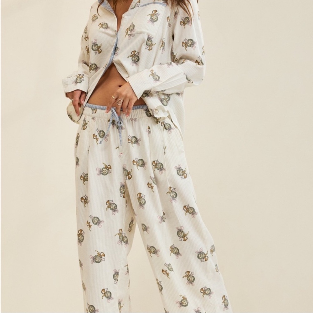 NWT Aerie White Christmas Grinch Cindy Lou Max Pajama Pant XXL